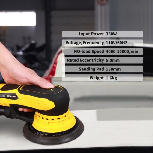 PHENDO Electric Random Orbital Sander Brushless 350W 3A Multi-function Variable Speed Corded Orbital Sanders Machine For Woodworking, Car, Drywall Sanding, Polishing… - Image 7