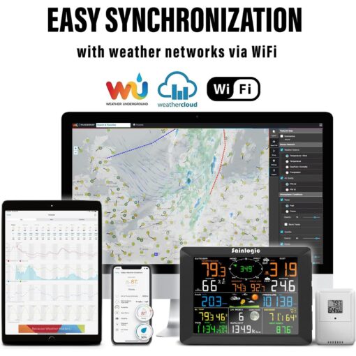Sainlogic 8.3 Inch Color Display WLAN Weather Stations Wireless Indoor Outdoor with 7-in-1 Rain Gauge and Wind Speed Sensor, Internet Wireless Weather Station Remote Monitoring System - Image 5