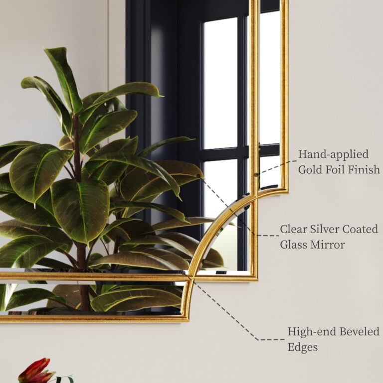 Kelly Miller Large Gold Full Length Mirror for Wall, 60"x30" Full Body Mirror Beveled Scalloped Modern Elegant Home Decor for Bedroom Living Room Bathroom Dressing Room Entryway Hallway - Image 4