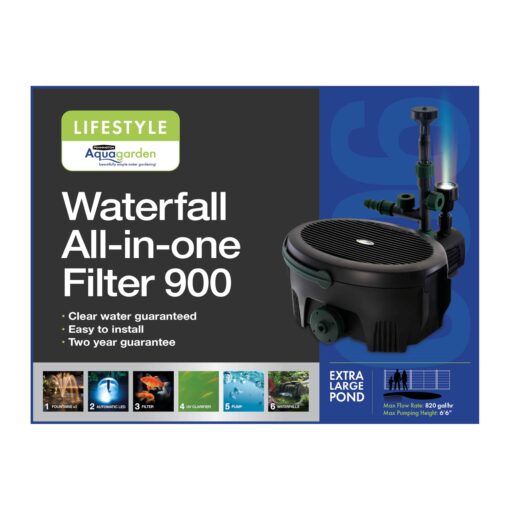Aquagarden Pennington, Inpond 6 in 1 Pond & Water Pump, Filter, UV Clarifier, LED Spotlight,All in One Solution for a Clean, Clear and Beautiful Pond, for Ponds up to 900 Gallon, Black - Image 14