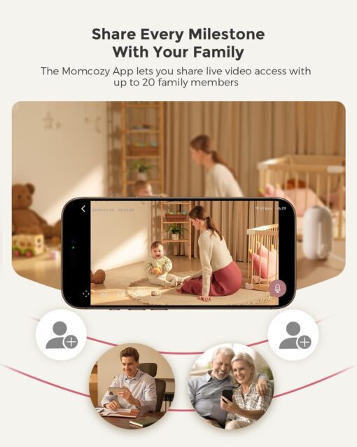 Momcozy Smart WiFi Baby Monitor with Camera and Audio, 5" 1080P Screen with Wall Mount, Motion & Cry Detection, Safe Fence, Clear Night Vision, 5000mAh Battery, 2-Way Talk, Photo & Video Recording - Image 4