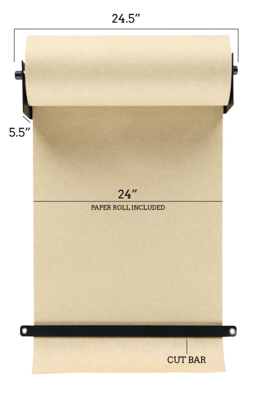 Rettel Roller Kraft Paper Roll Display, Wall Decor, Kitchen Decor, House Decor, Art Wall Mount - (1) Kraft Paper Roll Included (24 Inch, Black) - Image 7