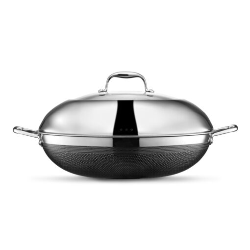 HexClad Hybrid Nonstick 14-Inch Wok with Stainless Steel Lid, Stay-Cool Handles, Dishwasher-Friendly, Oven-Safe Up to 900°F, Induction-Ready, Compatible with All Cooktops - Image 6