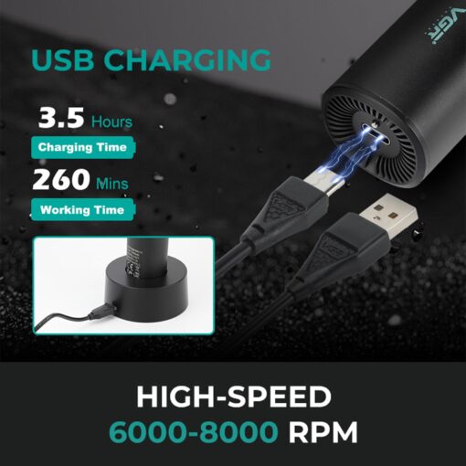 VGR Professional Hair Trimmer Hair Clippers for Men, Cordless Barber Clippers and Trimmers Set, Zero Gap T-Blade Hair Cutting Kit, Rechargeable Edgers Clippers with LED Display, V-001&V-977 - Image 2