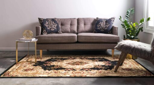Unique Loom Versailles Collection Traditional Classic Medallion Motif Area Rug (9' 0 x 12' 0 Rectangular, Black/ Ivory) - Image 8