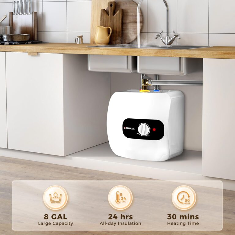 CAMPLUX Electric Mini-Tank Water Heater 8 Gallon (ME80B) On-demand Endless Water Heater, 120-Volt Corded 1440W, Under Sink, Wall or Floor Mounted - Image 9