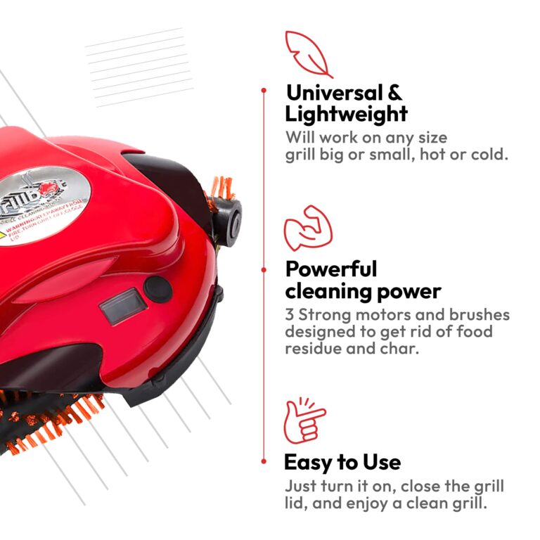 Grillbot Automatic Grill Cleaning Robot with Nylon Brushes, BBQ Grill Cleaner, Grill Brush, Grill Scraper, BBQ Accessories (Red Grillbot) - Image 3