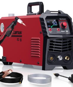 ARCCAPTAIN Plasma Cutter, [Large LED Display] 50Amps Cutter Machine with 110/220V Dual Voltage DC Inverter IGBT 1/2 Inch Clean Cut Post Flow and 2T/4T, for Beginners DIY