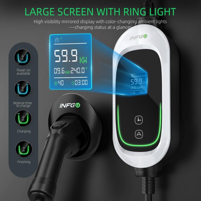 INFGO Level 2 EV Charger, 40 Amp, Portable EV Charger for Home, J1772, 25ft Cable, 240V, Charging Stations with LED Display and Breath Ring Indicator, NEMA14-50 Plug - Image 7