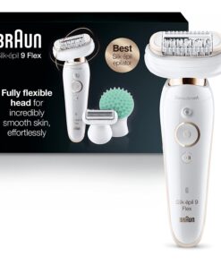 Braun Epilator Silk-épil 9 9-020 with Flexible Head, Facial Hair Removal for Women, Hair Removal Device, Shaver & Trimmer, Cordless, Rechargeable, Wet & Dry, Beauty Kit with Body Massage Pad