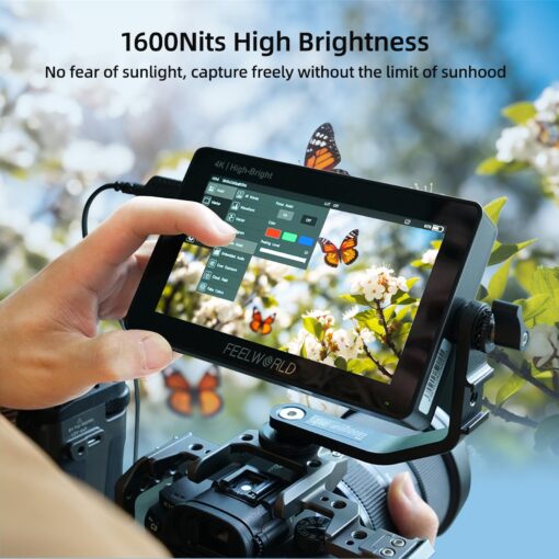 FEELWORLD F5 Pro X 5.5 Inch 1600nits Daylight Visible DSLR Camera Field 4K Monitor with 3D LUT HDMI Touchscreen Monitor Video Monitor 4K-HDMI DC Input Output Include Battery+Carry Case Bundle - Image 9