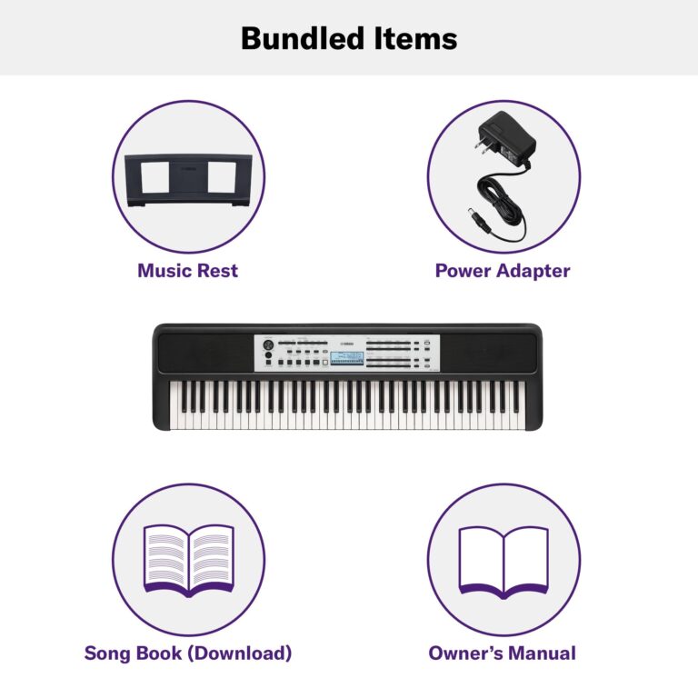Yamaha YPT-W320 76 Touch Sensitive Key Portable Keyboard for Beginners with Music Rest, Power Adapter - Image 3