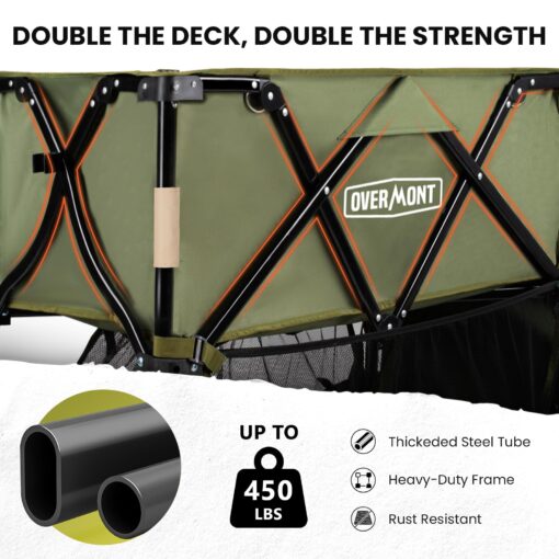 Overmont 400L Foldable Double Decker Wagon - Large Capacity Collapsible Wagon Cart- 52" Extra Long Extender - All-Terrain Big Wheels for Camping Sports School Season, Support Up to 450lbs - Image 4