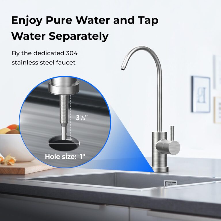Waterdrop TST-UF 0.01μm Ultra-Filtration Under Sink Water Filter, Stainless Steel, 5X Service Life,Remove 99.99% of Contąminants Larger Than 0.01μm, with Dedicated Faucet, USA Tech (3 Filter Included) - Image 5