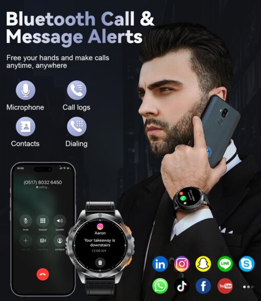 LIGE GPS Military Smart Watch for Men, LED Flashlight/Compass/45 Days Battery/IP68 Waterproof 1.43'' AMOLED Smartwatch, 100+ Sports Modes Fitness Tracker, Rugged Smart Watches for Android iOS - Image 4