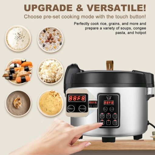 15L Commercial Rice Cooker & Warmer (84 Cup Cooked, 15.8 QT) Smart Large Rice cooker 6 Rice Cook Functions 24-Hr Delay Timer | LED Display | Auto Keep Warm | Non-Stick Inner Pot - Image 9