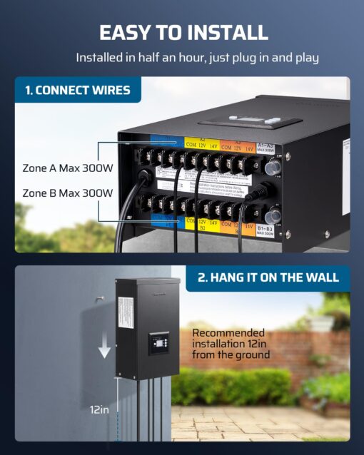 DEWENWILS 600W Low Voltage Landscape Transformer, 6 Independent Outputs, Outdoor Waterproof 12 Volt Transformer with Photocell & Timer, 120V to 12V/14V AC, Multi Zone Landscape Lighting Transformer… - Image 7