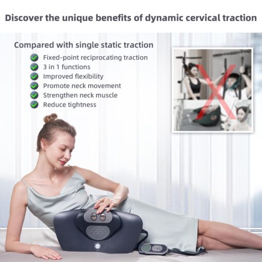 Twinklepoch Neck Stretcher for Dynamic Lifting and Exercising Cervical, Neck Massager of 3 Modes Electrotherapy and Relaxing Hot Compress, 104 to 122℉(40 to 50℃) - Image 4
