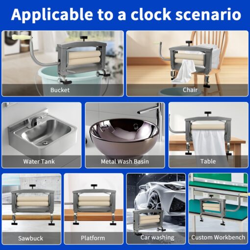 Clothes Wringer, Heavy Duty Off Grid Laundry Wringer for Chamois Cloth, Sponge, Thick Steel And Rubber For Durability - Image 3