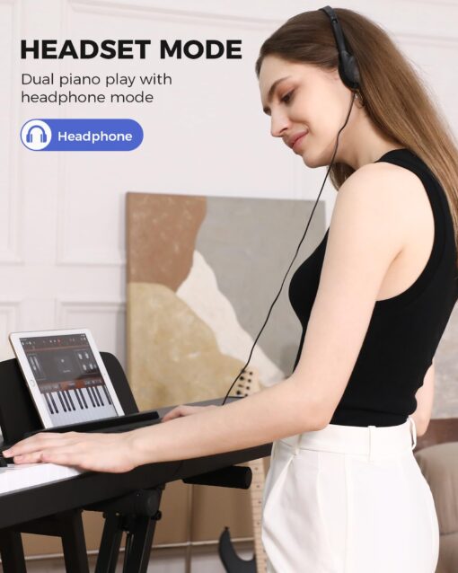 Fesley Weighted Piano Keyboard 88 Keys: Full Size Electric Keyboard Piano for Beginners, Portable 88 Key Keyboard with Daul Speaker,Sustain Pedal,Power Adapter,Support Bluetooth,USB MIDI,FEP300,Black - Image 3