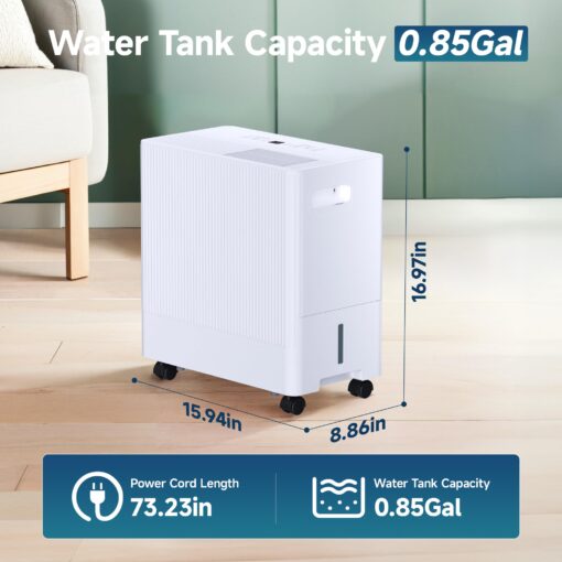 22 Pints Dehumidifier for Basement with Drain Hose,2000 Sq.Ft Dehumidifiers for Home,With 24-Hour Timer Function,Automatic Defrost,Multiple Dehumidification Modes,Suitable for Large Rooms - Image 3