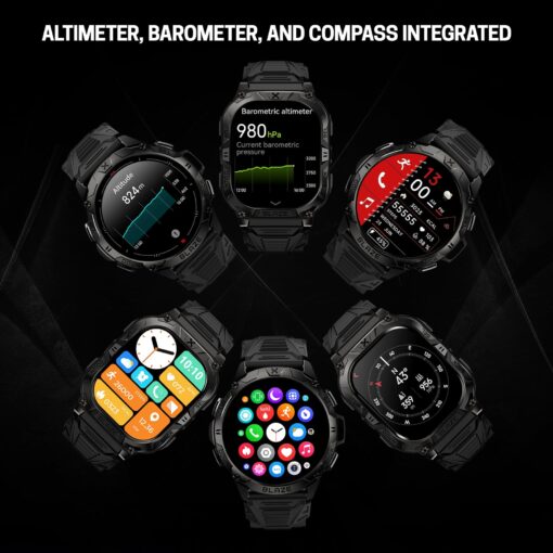 CARBINOX Blaze Smart Watch with GPS (Sport Mode), Rugged Fitness Tracker Waterproof IP69K, Compatible with Android and iOS, 170+ Sports Modes, Gorilla Glass Screen, Make/Receive Calls (Square) - Image 6