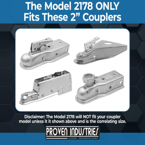 Proven Industries Model 2178 Trailer Lock, Fits 2-Inch Trailer Couplers, Secures Safety Chains, Made in The USA, (Blue) - Image 9