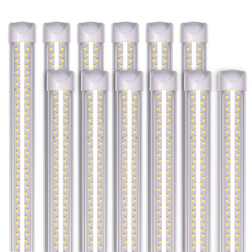Giwsge 8ft LED Shop Light Fixture - 100W 15000LM 5000K 12 Pack, 8 Foot V Shape LED Strip Lights, 96" T8 LED Tube Light for Garage, Linkable with Plug