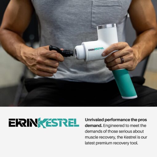 Ekrin Athletics White Kestrel Percussive Massager - Enhanced Precision & Comfort for Elite Muscle Recovery & Wellness - Relieve Sore Muscles and Stiffness - Image 8