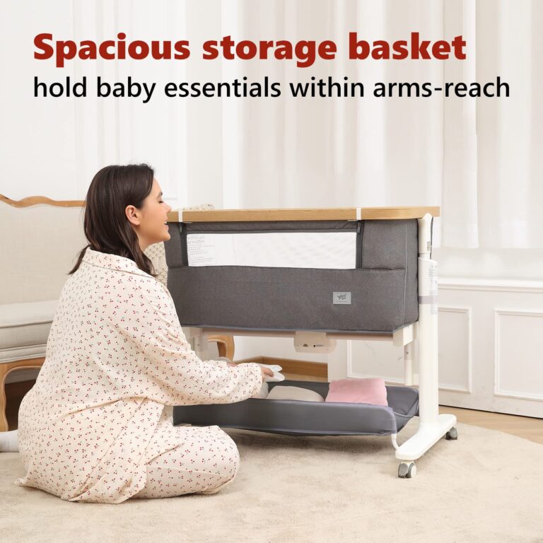 VaVaSoo Rocking Bassinet for Baby Electric Automatic Bedside Sleeper Rocks Itself 3 Motion Auto Rolling Newborn Cradle 5 Height Adjustable with Music, Wheels, Storage, Dark Grey - Image 4