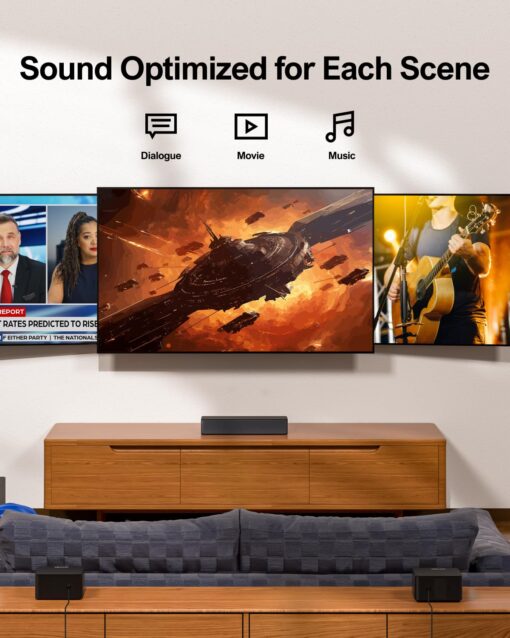 ULTIMEA 5.1 Sound Bar with Dolby Atmos, 410W Surround Sound System for TV, 3D Sound Bars for Smart TV with Subwoofer, Adjustable Surround and Bass, Home Audio Soundbars for TV, HDMI eARC, Poseidon D60 - Image 3