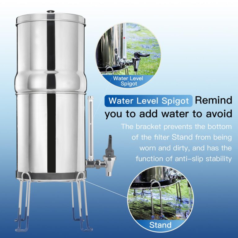 FACHIOO Gravity-Fed Water Filter System, 3.25G Stainless-Steel Countertop System with 2 Black NSF/ANSI 42 Certification Elements, 2 Fluoride, Metal Water Level Spigot, Reduces Fluoride and Chlorine - Image 5