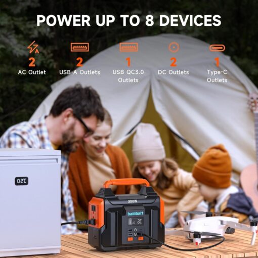 Portable Power Station 300W 257wh Lithium Battery Bailibatt Small Portable Generator for Home Use Camping Travel Emergency Hunting Outdoor, Large Power Bank with AC Outlet for Laptop - Image 6