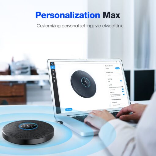Bluetooth Speakerphone - eMeet M2 Max Professional Conference Speaker and 4 Directional Mics for up to 15 People Business Conference Calls High Volume Noise Reduction Daisy Chain Dongle Home Office - Image 2