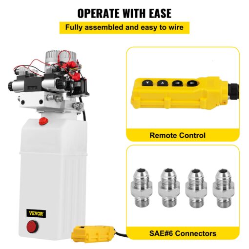 Happybuy Hydraulic Pump 12V DC Hydraulic Power Unit Double Acting Double Solenoid Hydraulic Power Pack Unit with 8L Plastic Tank Max Pressure 200 Bar for Car Liftng - Image 7