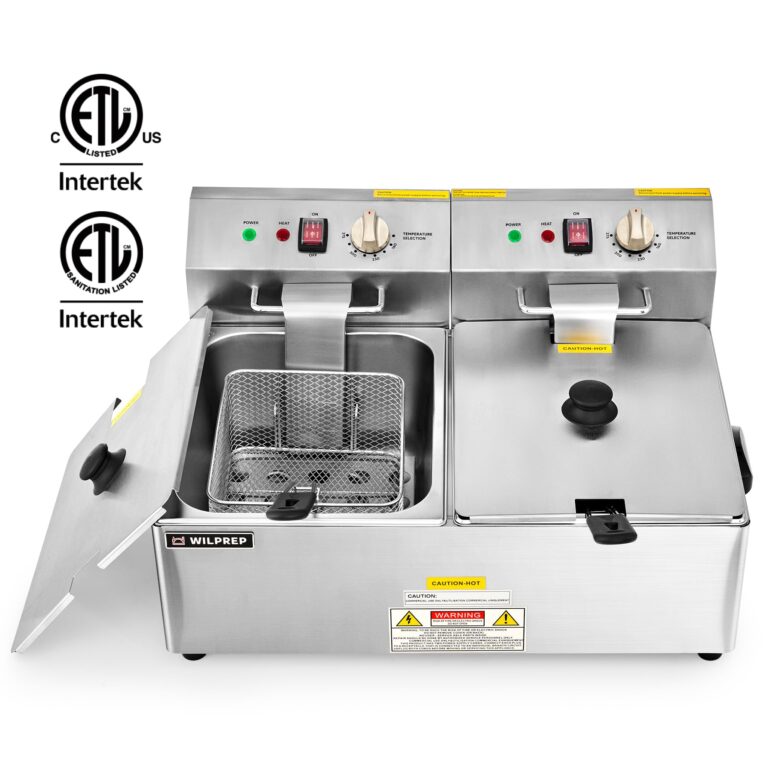 WILPREP 1600W Electric Deep Fryer, 20 lb. Commercial Deep Fryer with Dual Oil Tanks Baskets & Adjustable Temperature, Stainless Steel Electric Countertop Fryer with ETL & ETL Sanitation Certification - Image 9