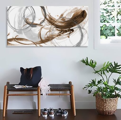 Sxurmtiie Canvas Wall Art Abstract Art Paintings brown Fantasy Colorful Graffiti on White Background 30inchx60inch Modern Artwork wall Decor for Living Room Bedroom Kitchen - Image 7