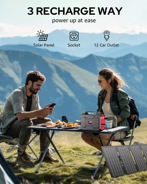 Solar Powered Generator 200W Peak/100W Rated, Portable Solar Generator Power Station with Solar Panels 40W Included, 146Wh Solar Power Bank with AC Outlet 110V for Home Use Camping Outdoor Adventure - Image 6