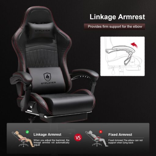 GTPLAYER Chair Computer Gaming Chair (Leather, Red) - Image 7