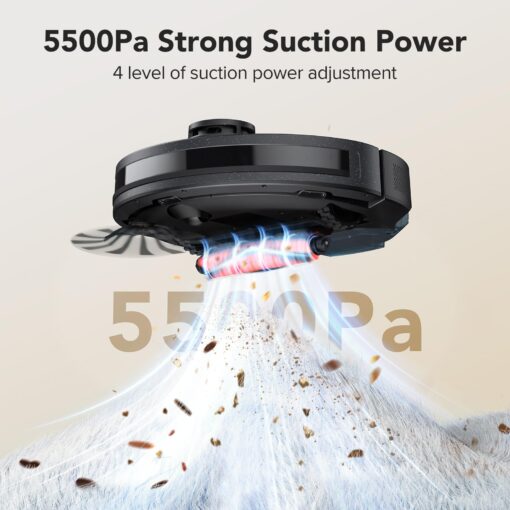 Robot Vacuum and Mop with Self-Empty Dock, 60-Day Capacity, 5500Pa Suction, LiDAR Mapping, 120-Min Runtime, Custom Schedule, Alexa & WiFi/App Compatible, Ideal for Pet Hair, Carpets, and Hard Floors - Image 7