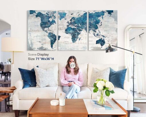 Wall Decor Living Room Motivational Framed Wall Art Large Office Decor for Wall Home Decorations for Bedroom Blue Grey Paintings Dining Room Pictures - Image 2