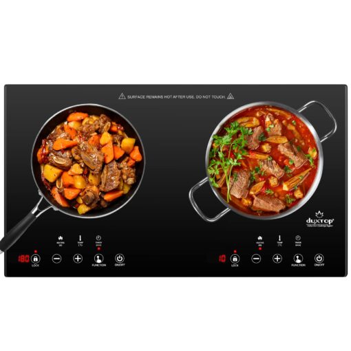 Duxtop 1800W Portable Induction Cooktop 2 Burner, Built-In Countertop Burners with Adjustable Temperature Control, Sensor Touch Induction Burner with Timer and Safety Lock, Easy to Clean, 8620BI/BTK35