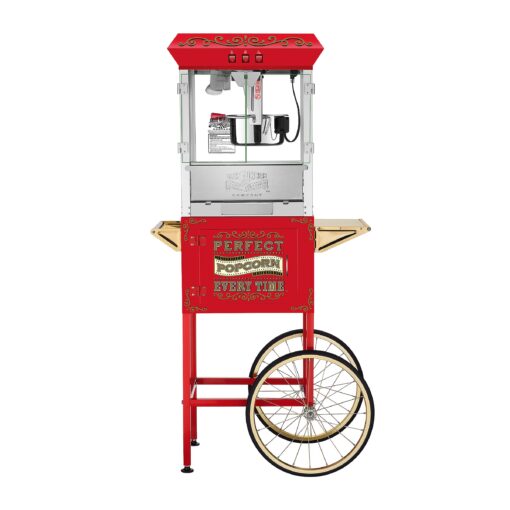 Great Northern Popcorn Company 5995 GNP Red 10oz. Full Perfect Popper Popcorn Machine with Cart and Stainless-Steel Kettle, Warming Light, and Accessories, 10oz, Red - Image 2