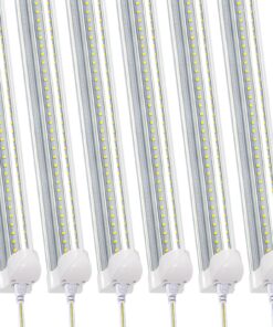 SZSKYING (6 Pack 8FT LED Shop Light,T8 Integrated LED Lights Daylight White,72W 7200LM 6500K,High Output Clear Cover,V Shape 8' LED Bulb Fixtures Linkable,8 Foot LED Shop Lights for Workshop.