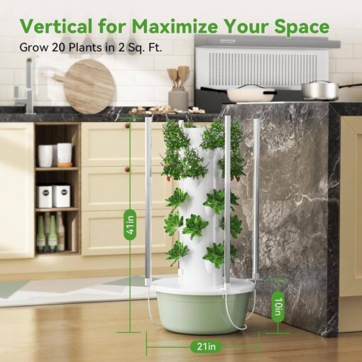 WEIMILOR Hydroponics Growing System, 28-Plants Indoor Vertical Tower Garden System Kit, Hydroponic Growing Tower with Tank & Visual Water Level, Hydroponic Germination Kit for Gardening Lover,5-Layer - Image 7