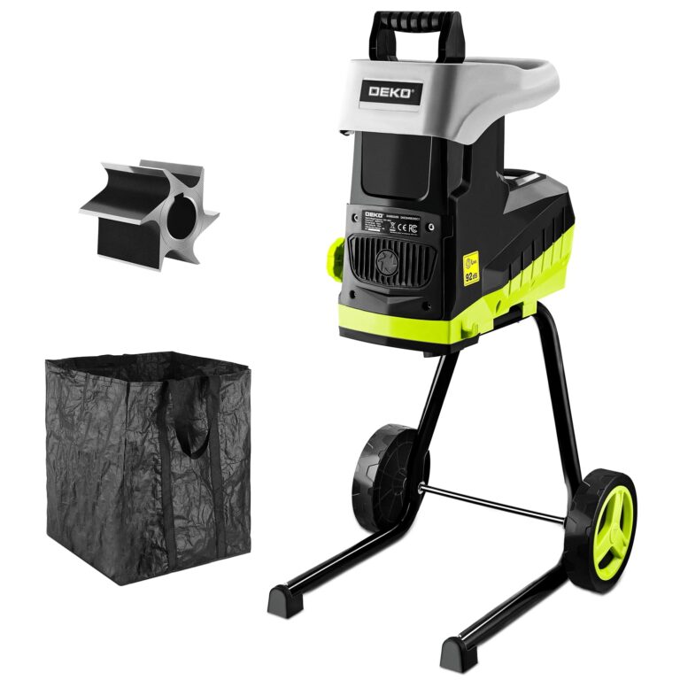 Electric 15-Amp Wood Chipper Shredder: 2800W 1.77-Inch Cutting Diameter Garden Leaf Mulcher with Wheels, Safety Locking Knob, 50L Collection Bag, Double Sided Blade System for Branches, Leaves, Waste