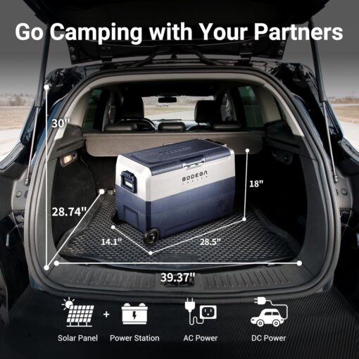BODEGACOOLER 12 Volt Car Refrigerator,53 Quart Portable Freezer,Dual Zone Car Fridge APP Control,-4℉-68℉ RV Electric Compressor Cooler 12/24V DC 100-240V AC for Outdoor,Camping,Travel,Road Trip - Image 2