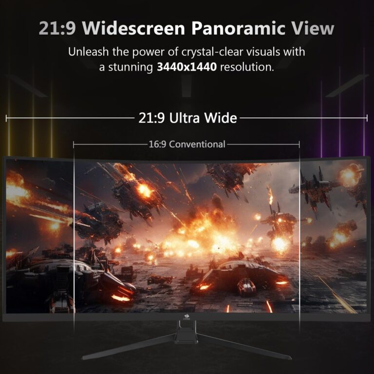 Z-Edge UG34 34" Ultrawide 2K Curved Gaming Monitor with 165Hz Refresh Rate, 21:9 Aspect Ratio, 1ms MPRT, 3440x1440 Resolution, 1500R Curvature, VA Panel, 178 Viewing Angles, AMD Freesync - Image 6