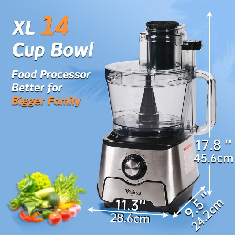 Magiccos 14-Cup French-Fry-Cutter Storage-Drawer Food-Processor - XL Bowl, Large Chute & Storage Drawer, Slicing & Shredding, Chopping & Mixing, For Fries, Cheese, Meat & Veggie Prep, For Home Kitchen - Image 9