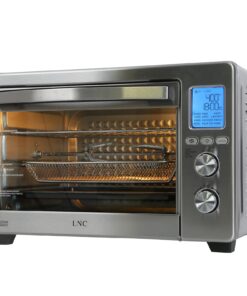 Air Fryer Oven Combo, 34QT Extra Large 1750W Toaster, 12" Pizza Convection Countertop, 12-in-1 Large Rotisserie With 4 Accessories, Stainless Steel, Silver